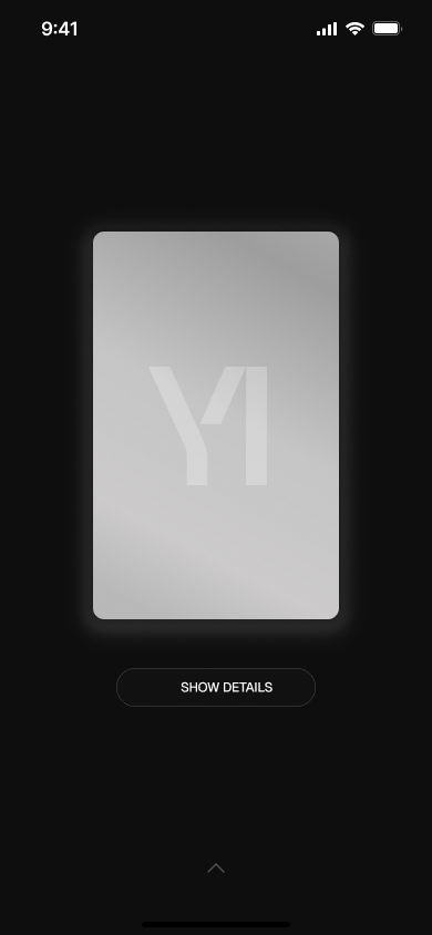 A silver Y1 card revealed on a black screen