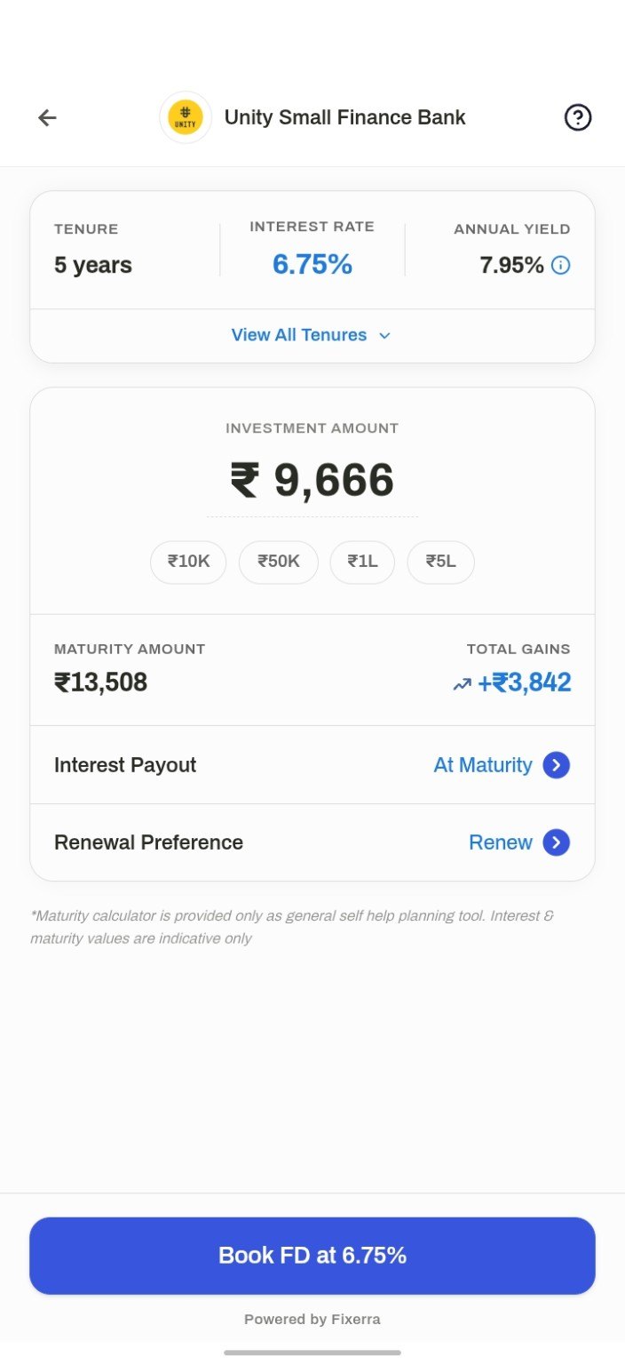 Another tenure: 5 years at 6.75%, ₹9,666 becomes ₹13,508