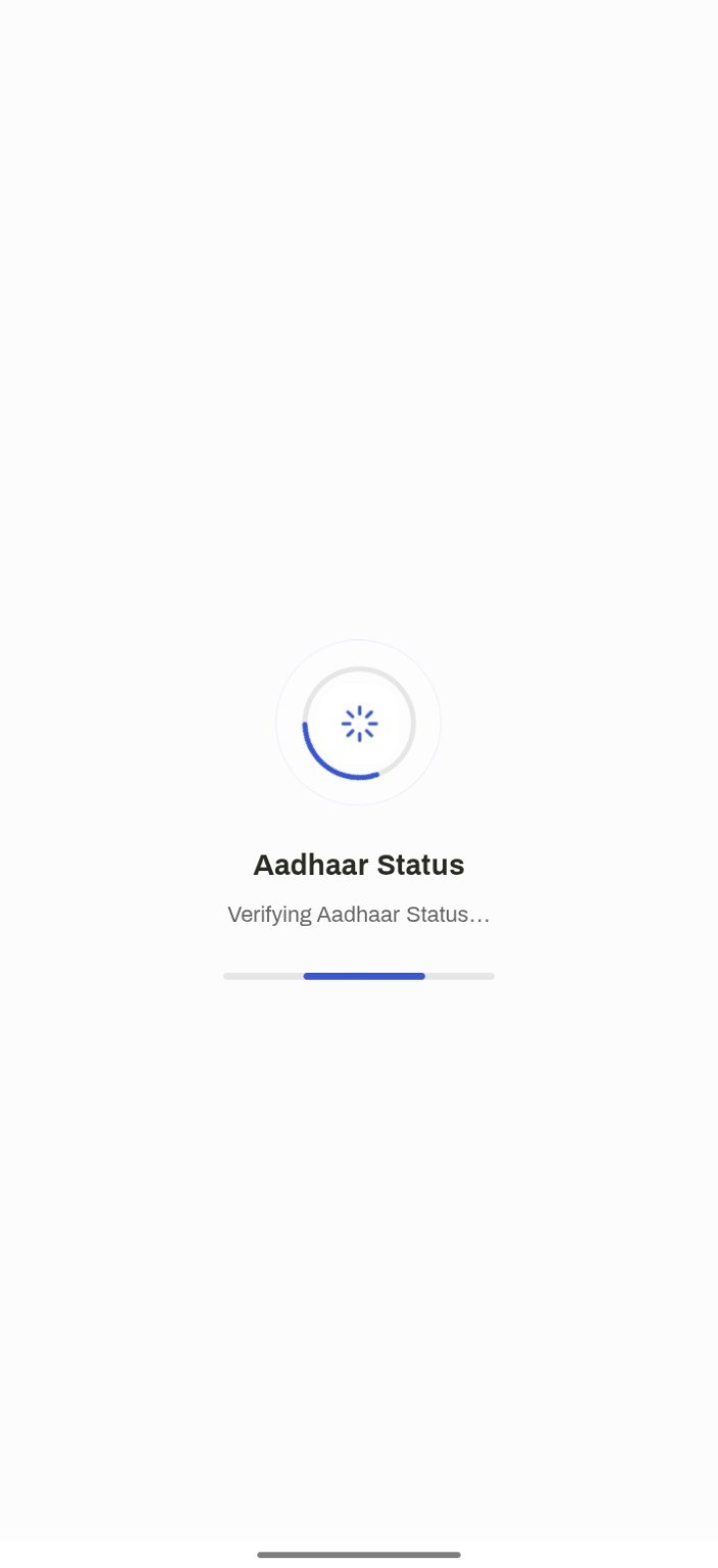 Verifying Aadhaar status, back in the app