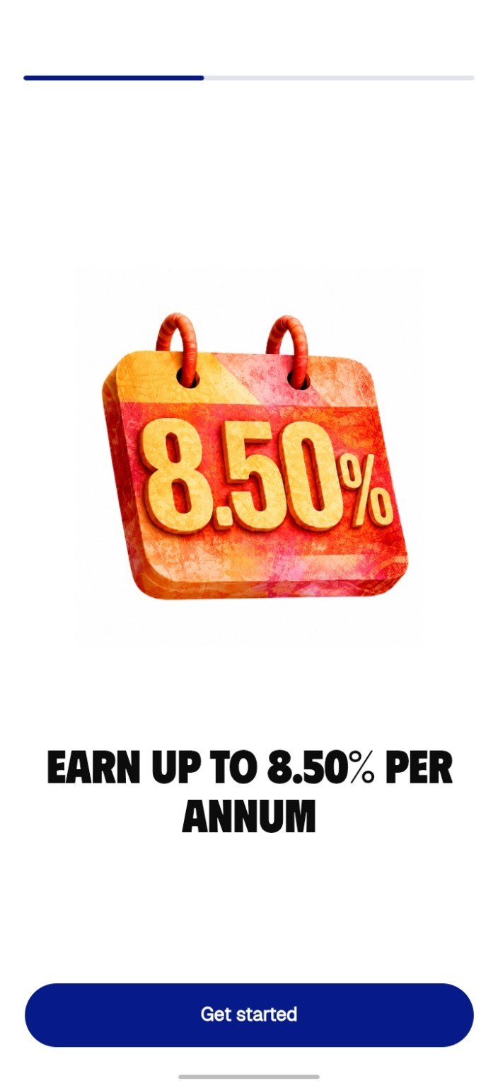 Onboarding: earn up to 8.50% per annum