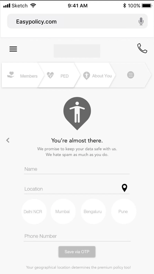 Wireframe 5: Personal Details & Data Safety