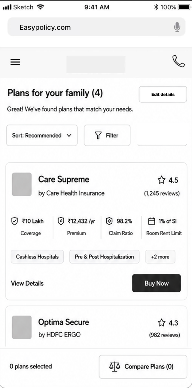 Wireframe 6: Policy Exploration & Comparison