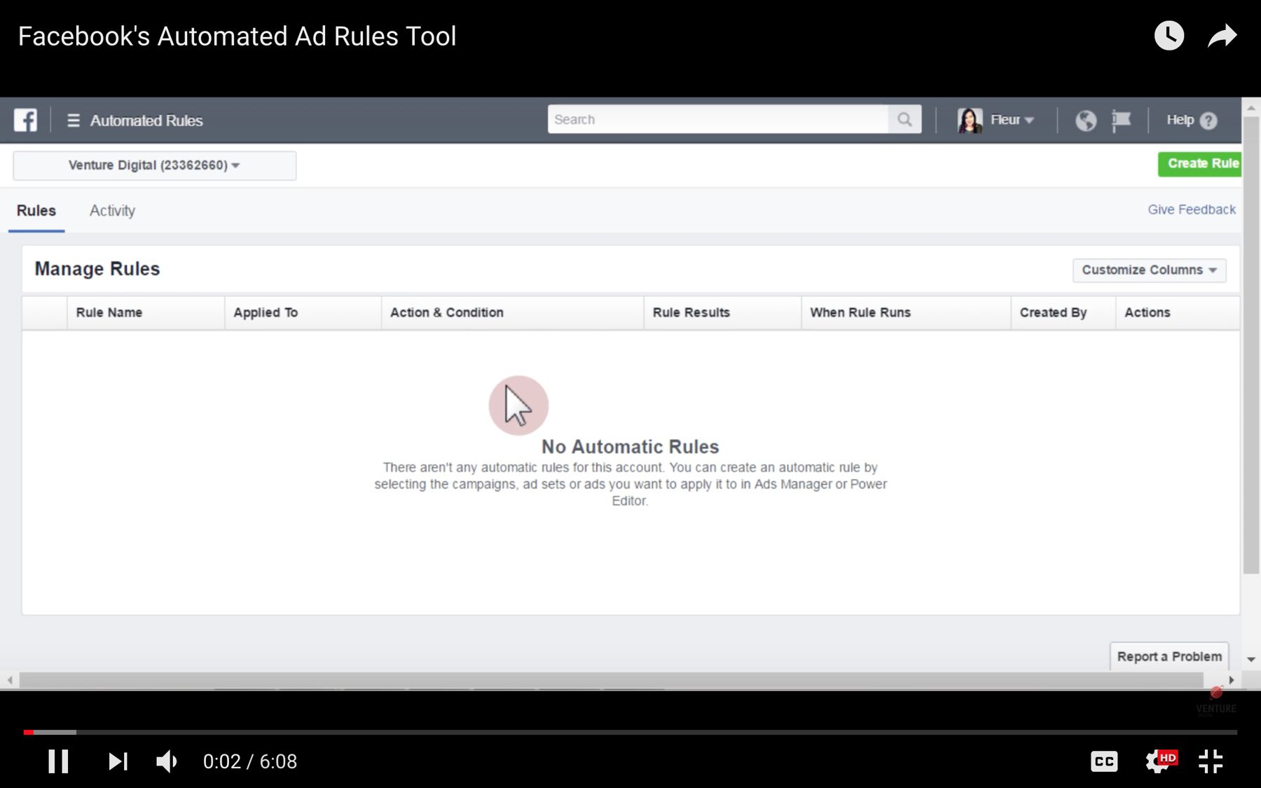 Facebook Automated Ad Rules tool (video)