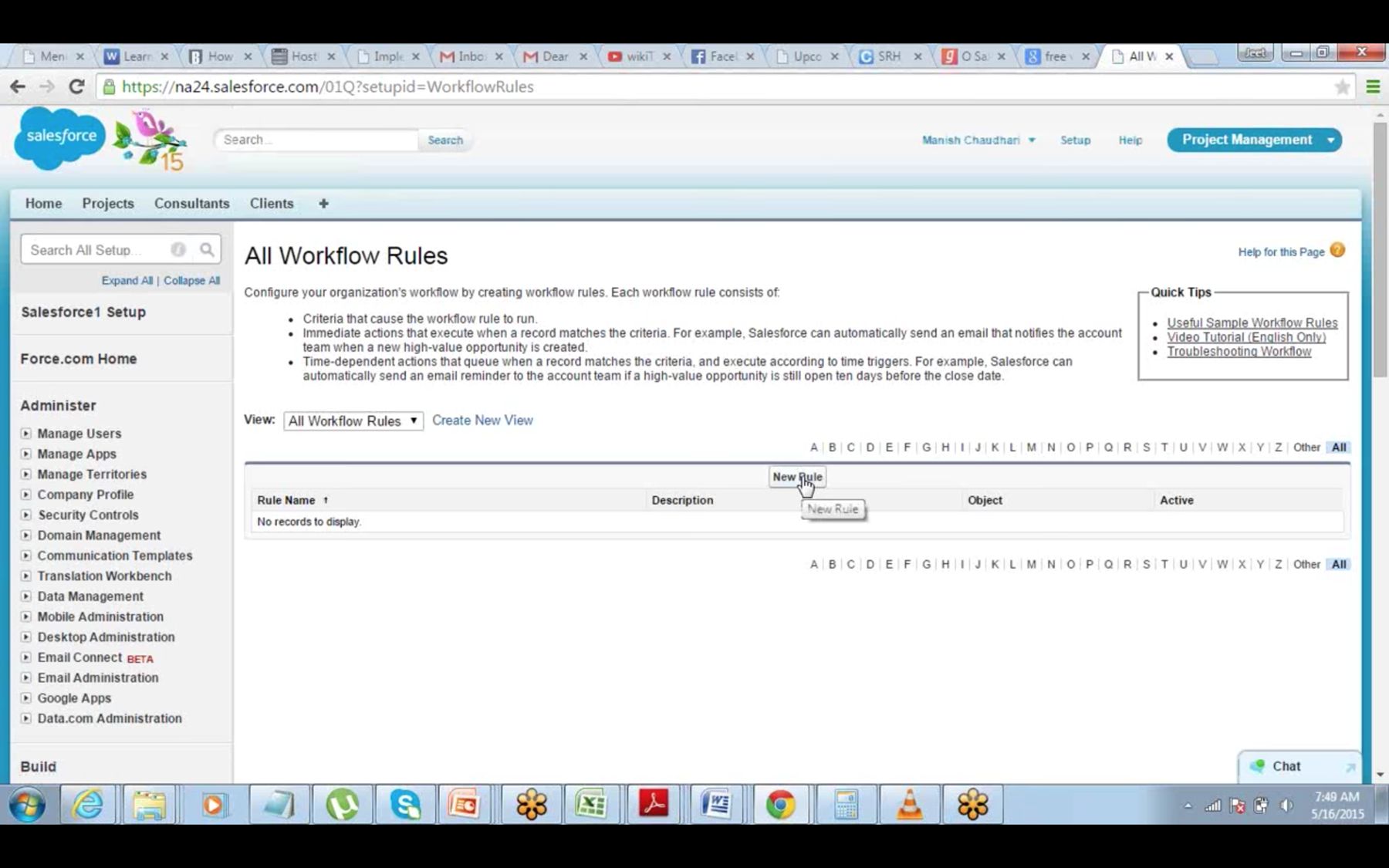 Salesforce: all workflow rules
