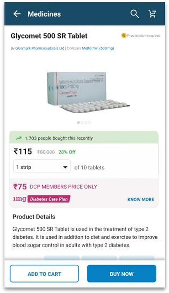 Product page showing a member-only price inline beneath the standard price, with a Know More link.